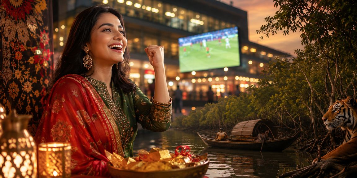 ঢাকা শহরের আধুনিক ক্যাসিনো এবং বিনোদন কেন্দ্রের রাস্তার দৃশ্য